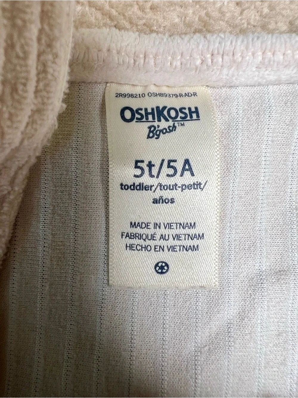 OshKosh B’gosh Girl’s Cream Corduroy Faux-Botton Dress